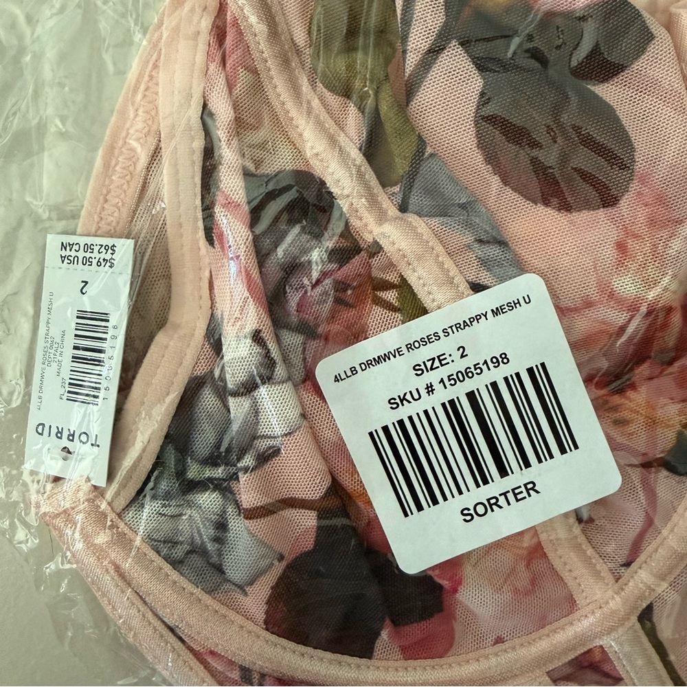 Torrid Dreamweave Rose Floral Print Mesh Underwire Bra - Pink and Multi - Picture 3 of 5